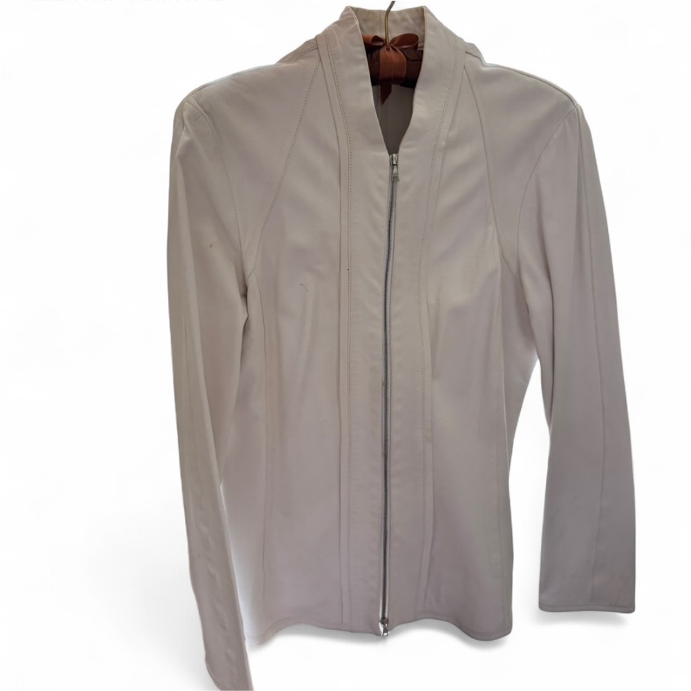 Alberta Ferretti White Sheepskin Leather Jacket